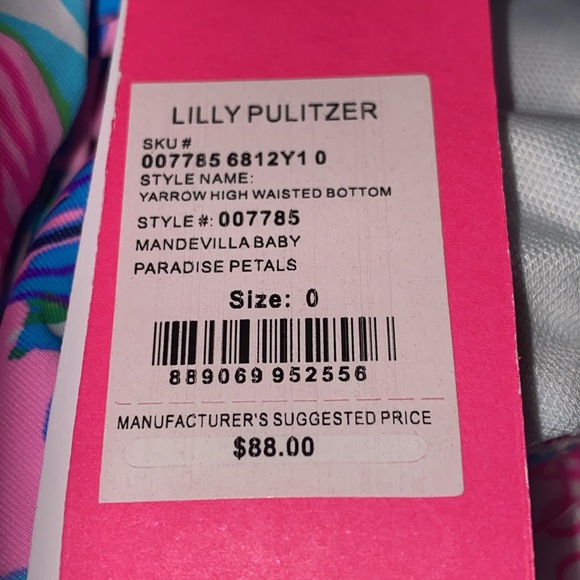 Lilly Pulitzer Yarrow High Waisted Bikini Bottom mandevilla baby paradise - Picture 4 of 7